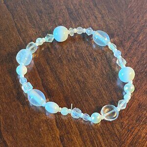 Handmade Beaded Stretch Bracelet - White